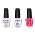 OPI - Nail Lacquer Combo - Base, Top & Charged Up Cherry 0.5 oz - Long Lasting Formula