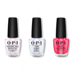 OPI - Nail Lacquer Combo - Base, Top & Charged Up Cherry 0.5 oz - Long Lasting Formula