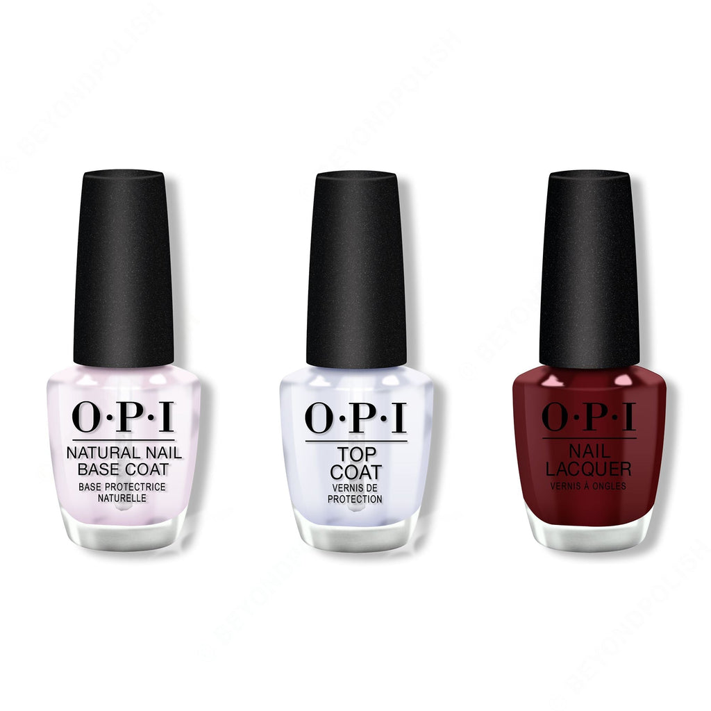 OPI - Nail Lacquer Combo - Base, Top & Complimentary Wine 0.5 oz - Long Lasting Formula