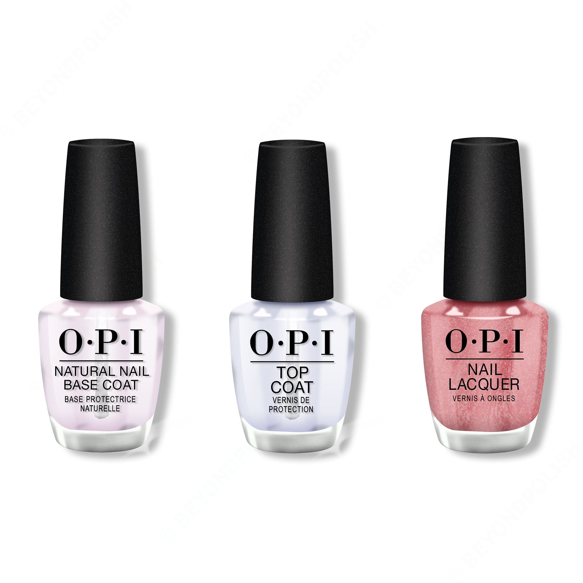 OPI - Nail Lacquer Combo - Base, Top & Cozu-melted in the Sun 0.5 oz - Long Lasting Formula
