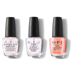 OPI - Nail Lacquer Combo - Base, Top & Data Peach - Long Lasting Formula