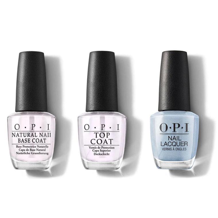OPI - Nail Lacquer Combo - Base, Top & Did You See Those Mussels 0.5 oz - Long Lasting Formula