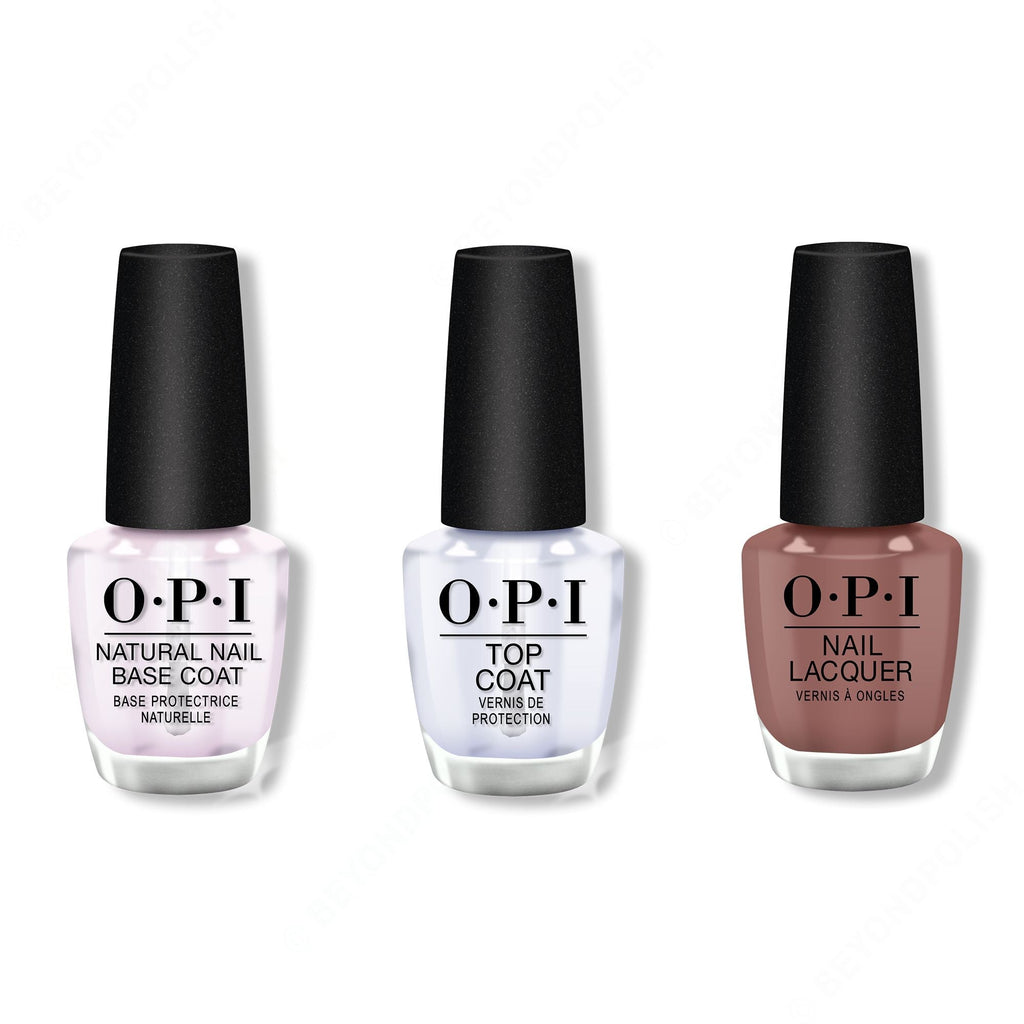 OPI - Nail Lacquer Combo - Base, Top & Espresso Your Inner Self - Long Lasting Formula