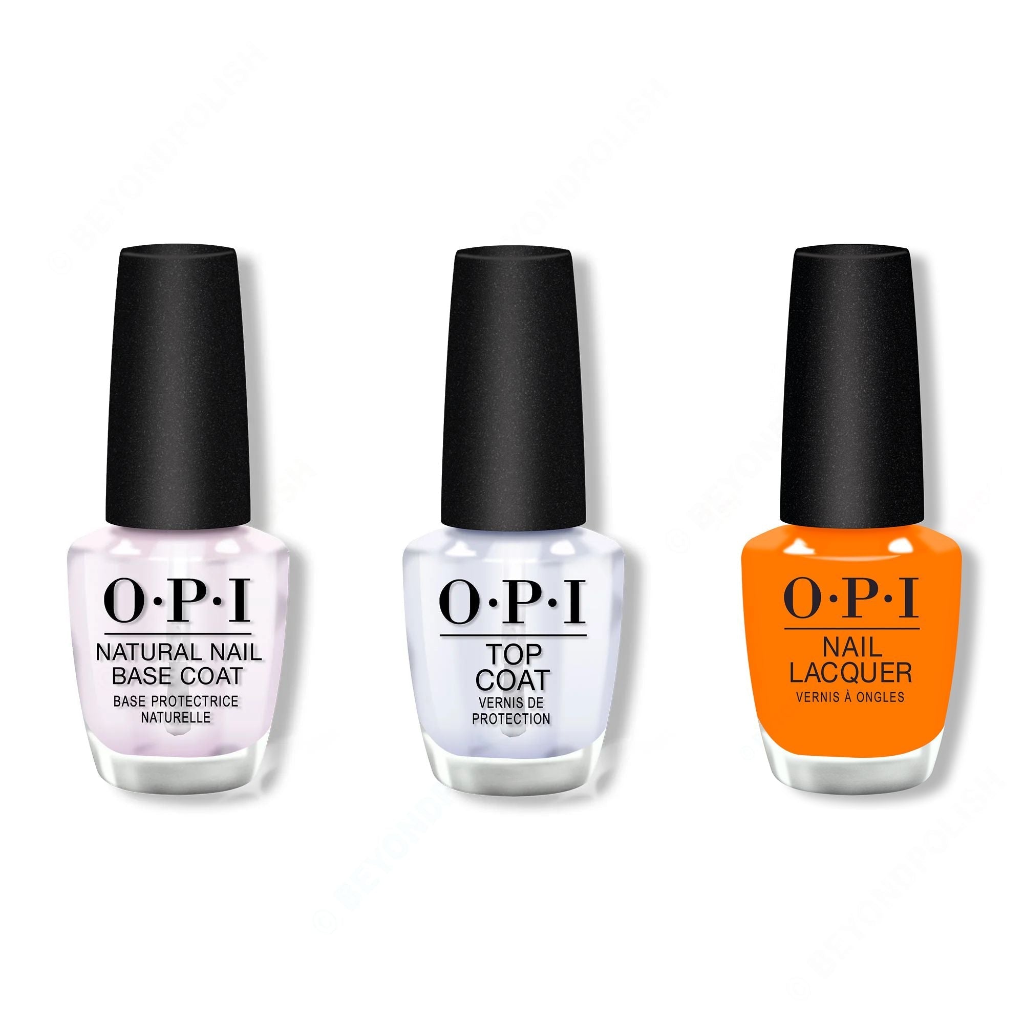 OPI - Nail Lacquer Combo - Base, Top & Feelin' Fire - Long Lasting Formula