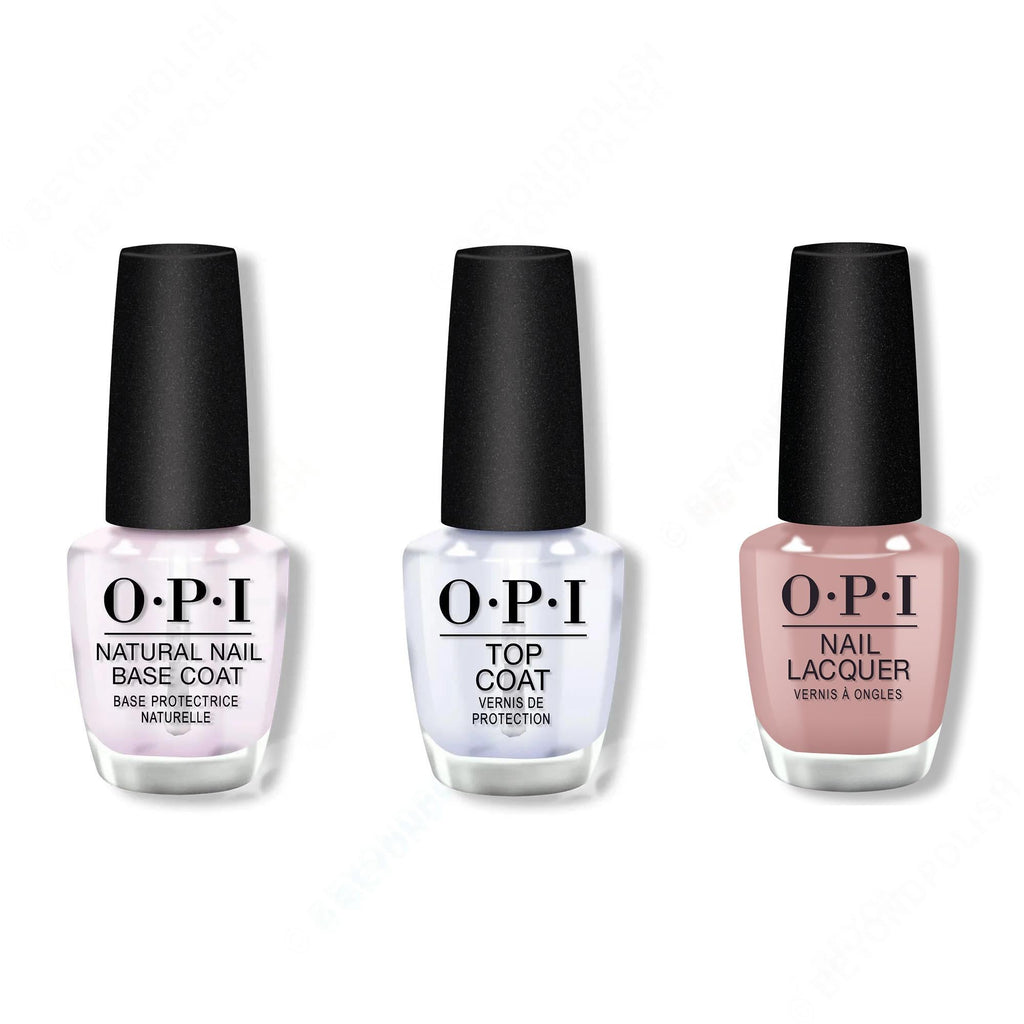 OPI - Nail Lacquer Combo - Base, Top & Flannel Aerobics - Long Lasting Formula