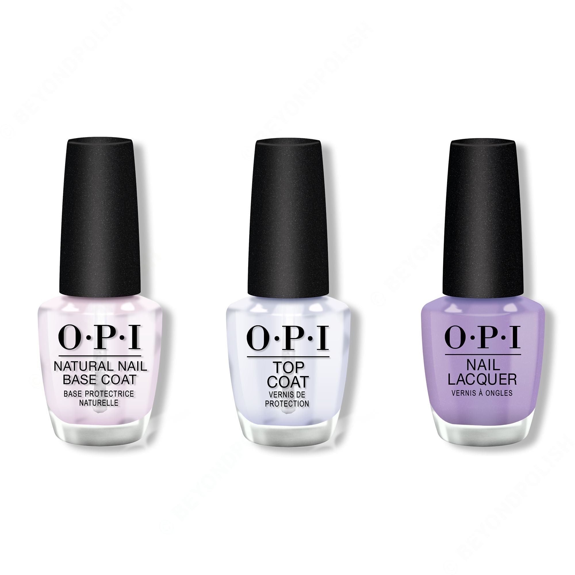 OPI - Nail Lacquer Combo - Base, Top & Galleria Vittorio Violet 0.5 oz - Long Lasting Formula