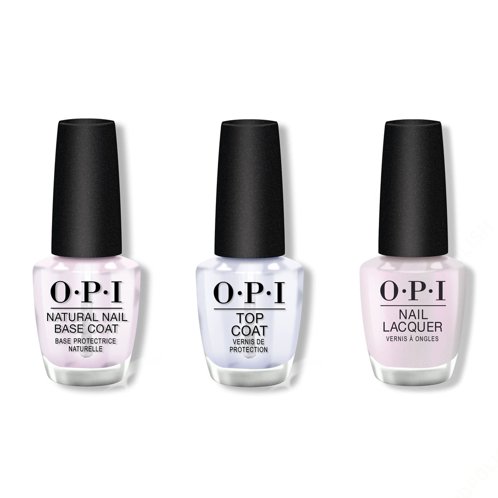 OPI - Nail Lacquer Combo - Base, Top & Glazed N' Amused - Long Lasting Formula