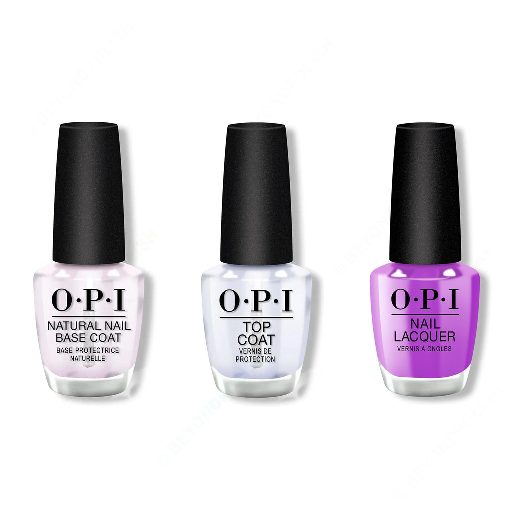 OPI - Nail Lacquer Combo - Base, Top & Glowin' on Vacay - Long Lasting Formula
