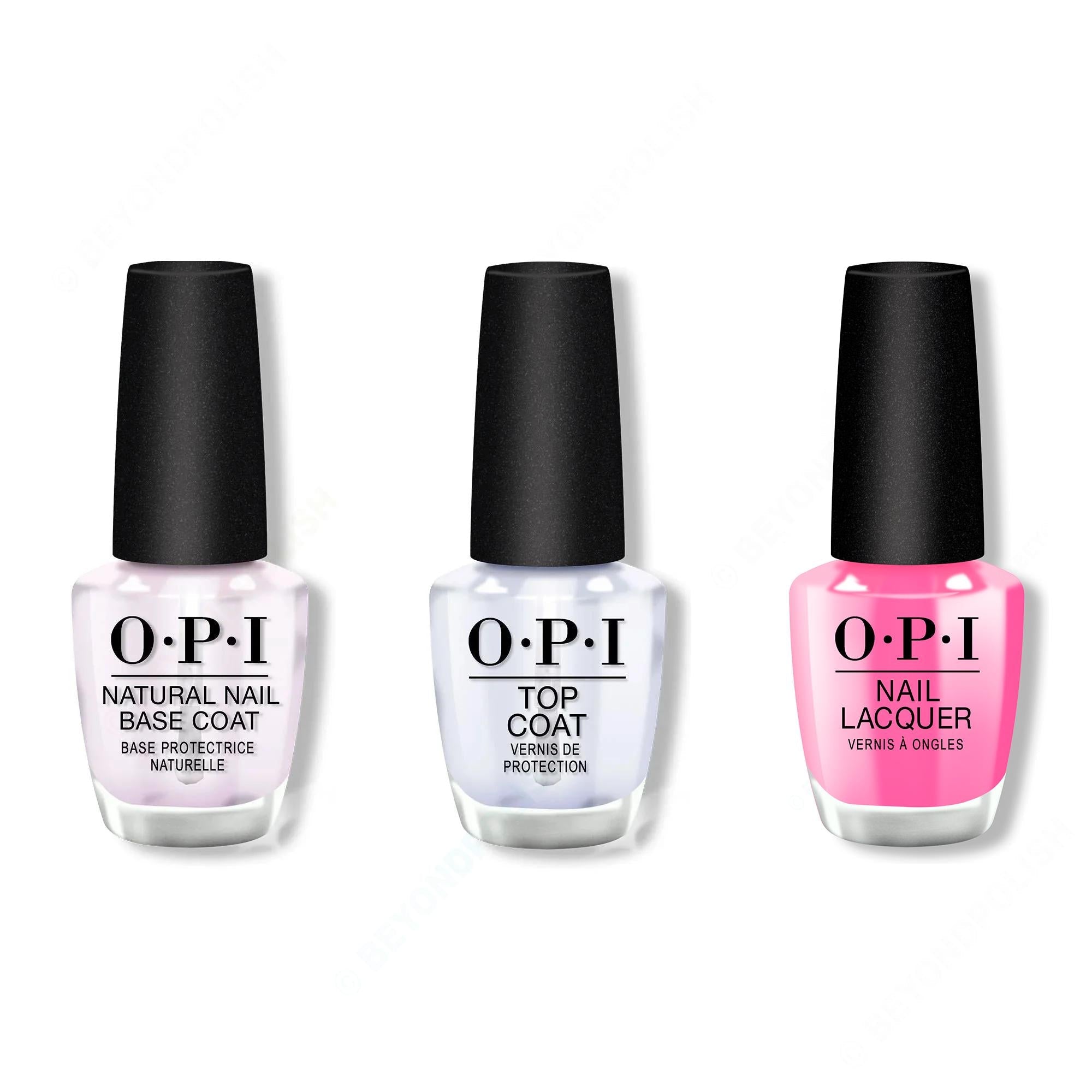 OPI - Nail Lacquer Combo - Base, Top & Go with the Floatie - Long Lasting Formula