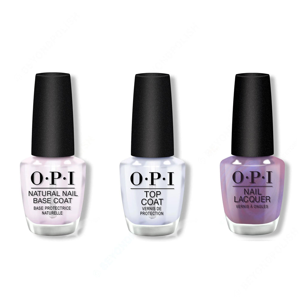 OPI - Nail Lacquer Combo - Base, Top & Grape Escape - Long Lasting Formula