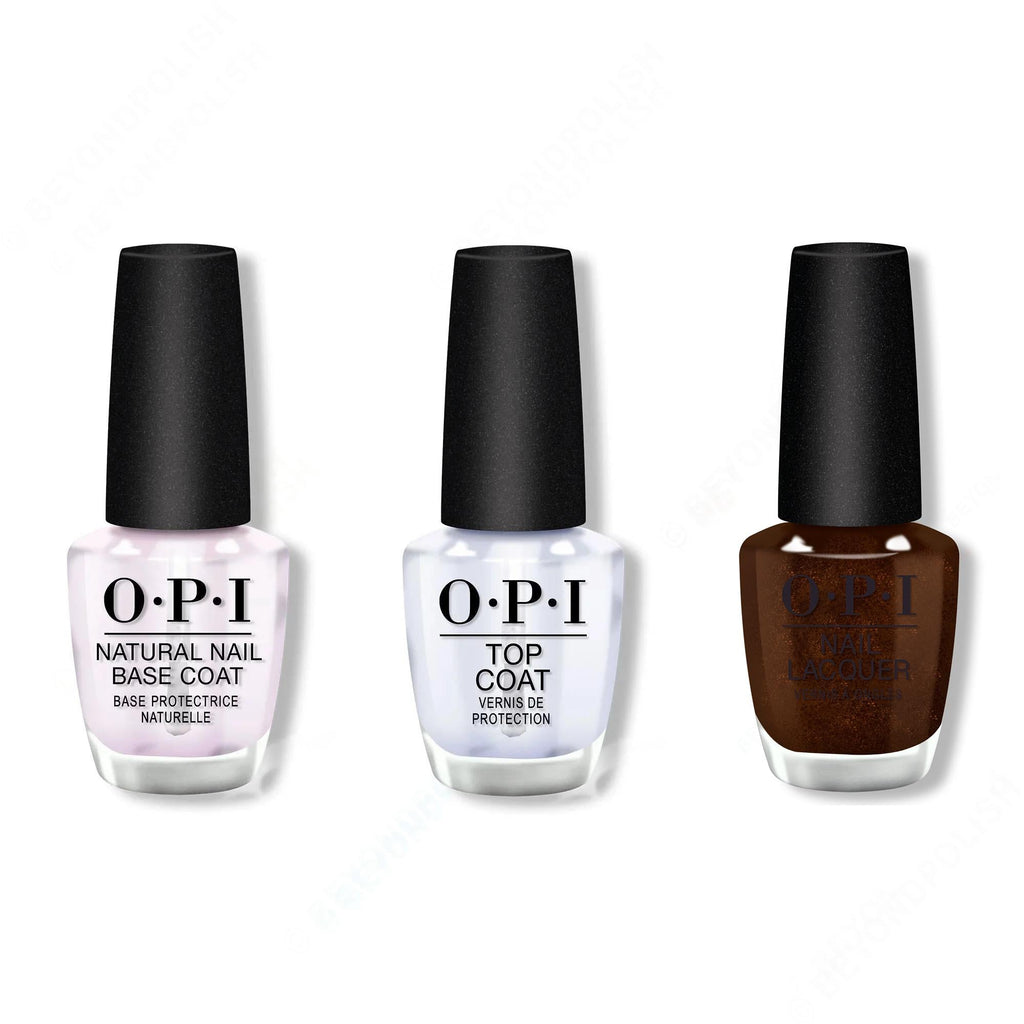 OPI - Nail Lacquer Combo - Base, Top & Grunge Queen - Long Lasting Formula
