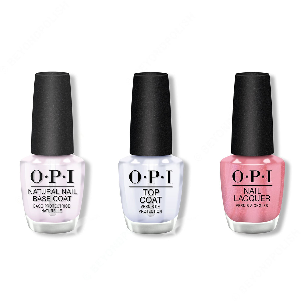 OPI - Nail Lacquer Combo - Base, Top & Hawaiian Orchid 0.5 oz - Long Lasting Formula