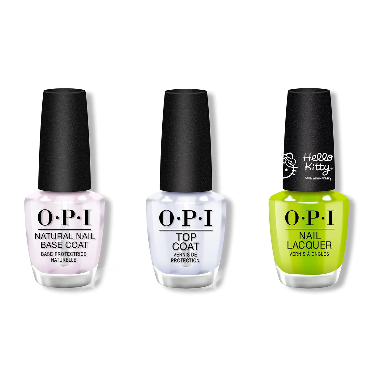 OPI - Nail Lacquer Combo - Base, Top & Hello Kindness - Long Lasting Formula
