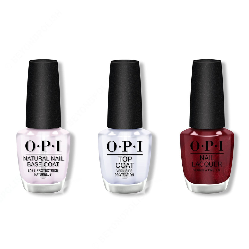 OPI - Nail Lacquer Combo - Base, Top & I'm Not Really a Waitress 0.5 oz - Long Lasting Formula