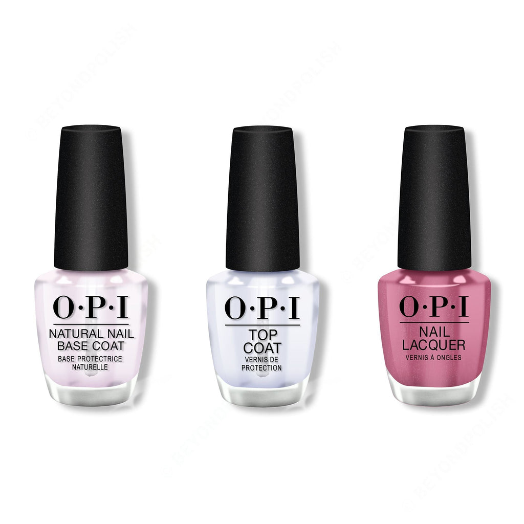OPI - Nail Lacquer Combo - Base, Top & Just Lanai-ing Around 0.5 oz - Long Lasting Formula