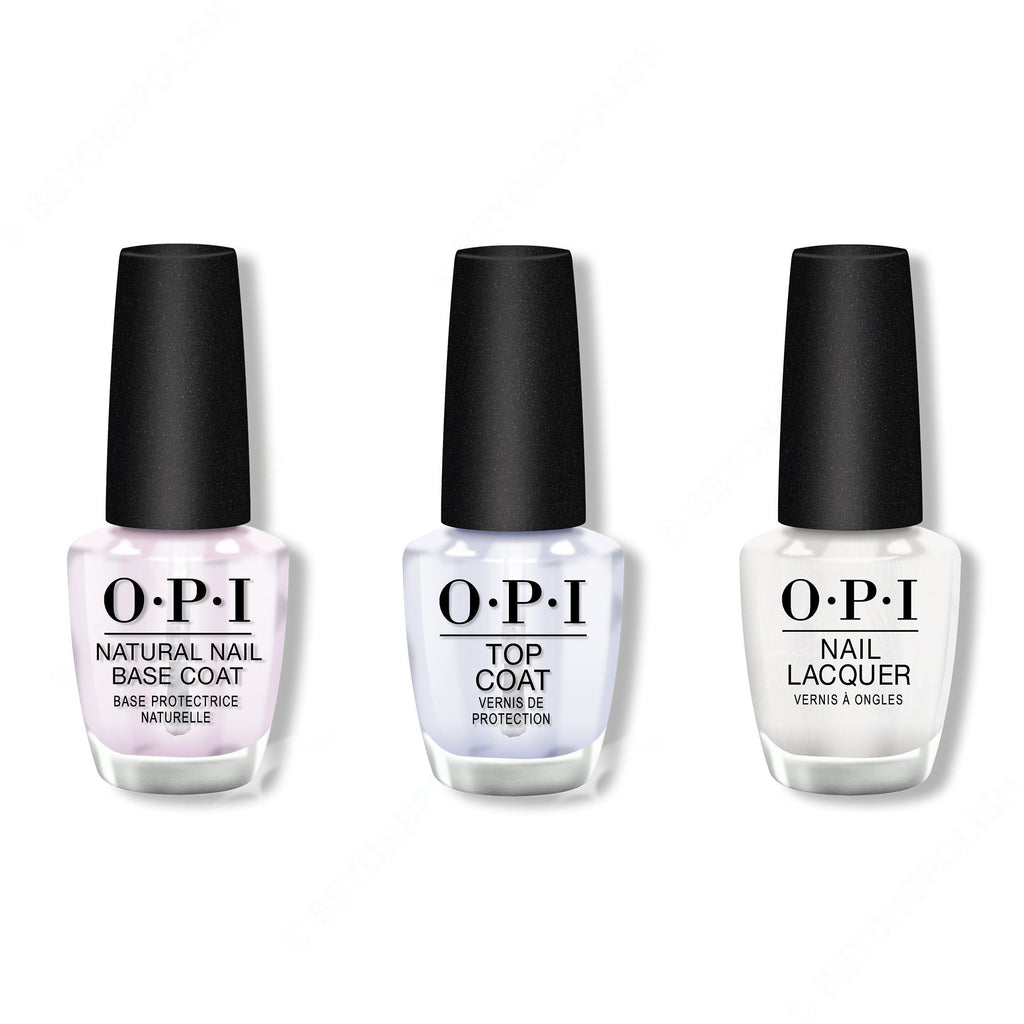 OPI - Nail Lacquer Combo - Base, Top & Kyoto Pearl 0.5 oz - Long Lasting Formula