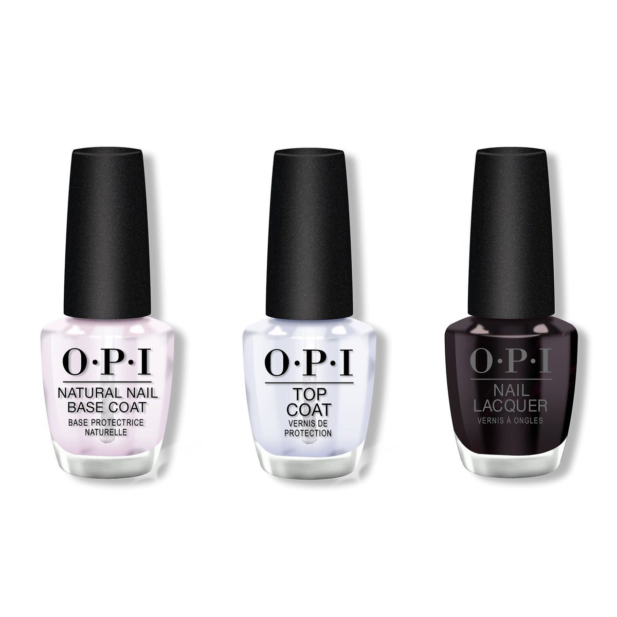 OPI - Nail Lacquer Combo - Base, Top & Lincoln Park After Dark 0.5 oz - Long Lasting Formula