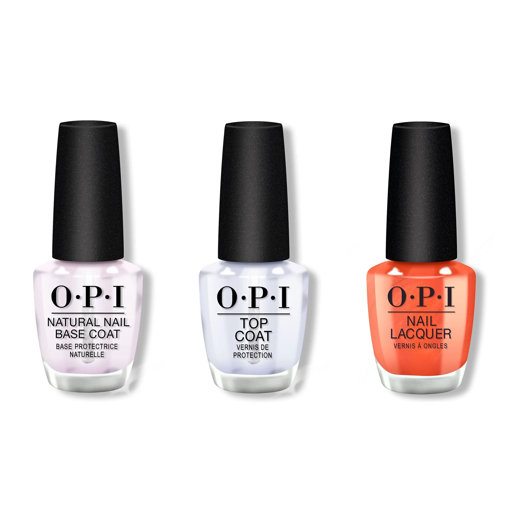 OPI - Nail Lacquer Combo - Base, Top & Liquid Fire - Long Lasting Formula