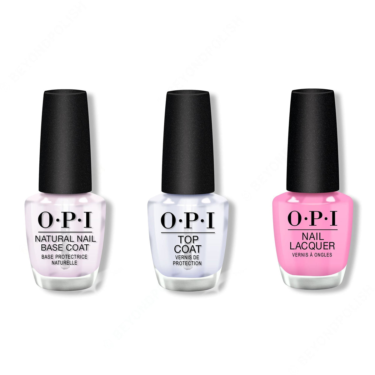 OPI - Nail Lacquer Combo - Base, Top & Lucky Lucky Lavender 0.5 oz - Long Lasting Formula