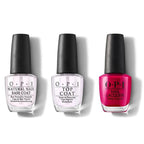 OPI - Nail Lacquer Combo - Base, Top & Madam President 0.5 oz - Long Lasting Formula
