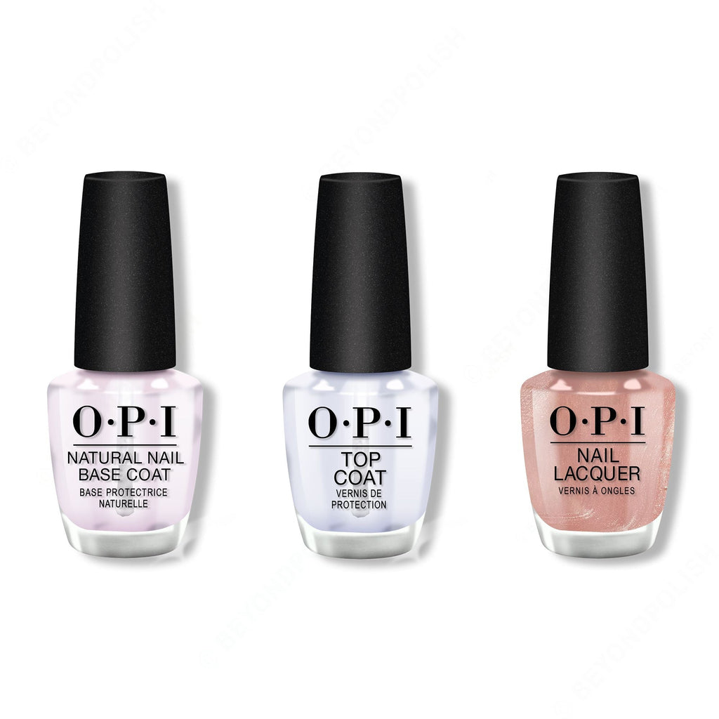 OPI - Nail Lacquer Combo - Base, Top & Metallic Composition - Long Lasting Formula