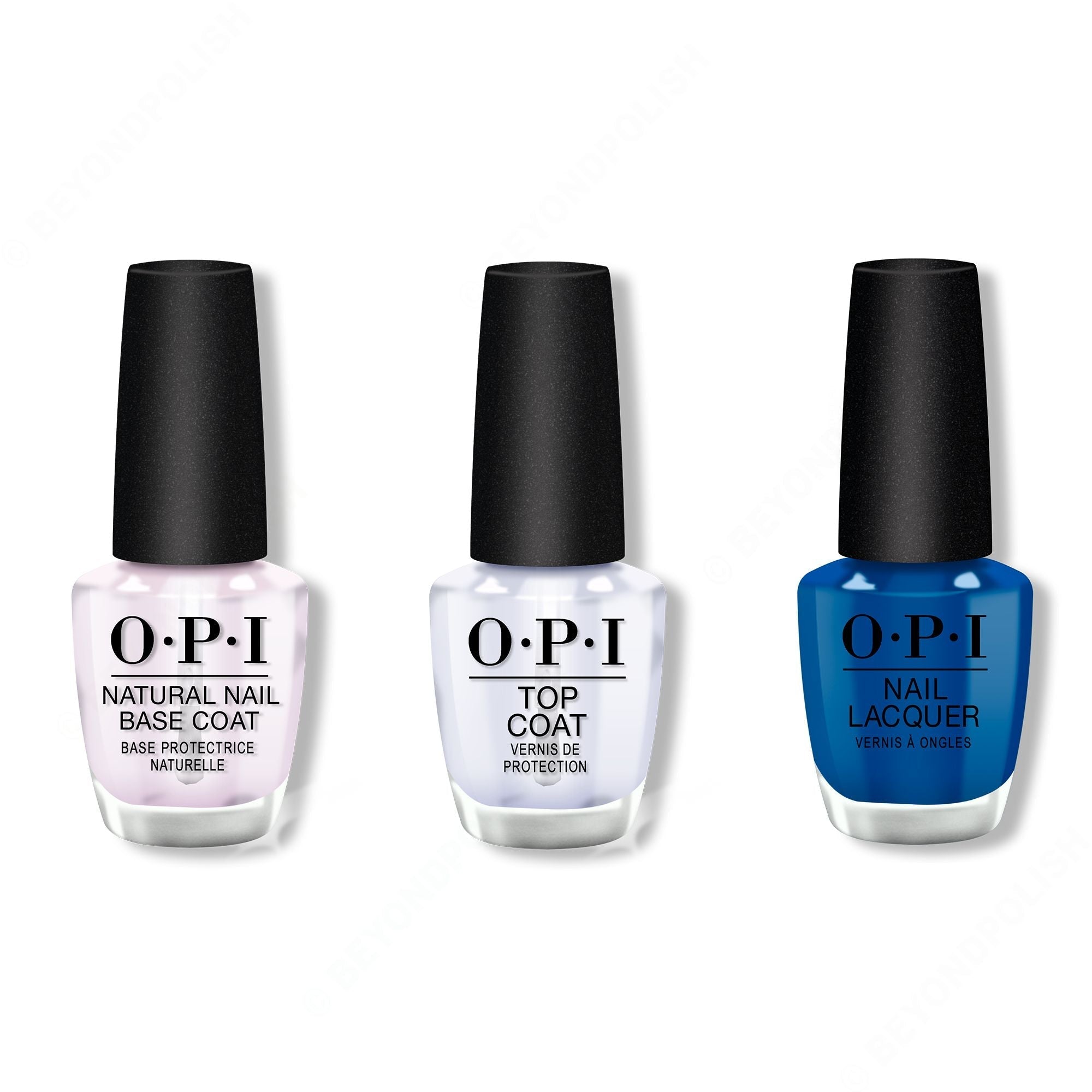 OPI - Nail Lacquer Combo - Base, Top & Mi Casa Es Blue Casa 0.5 oz - Long Lasting Formula