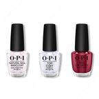 OPI - Nail Lacquer Combo - Base, Top & Miami Beet 0.5 oz - Long Lasting Formula