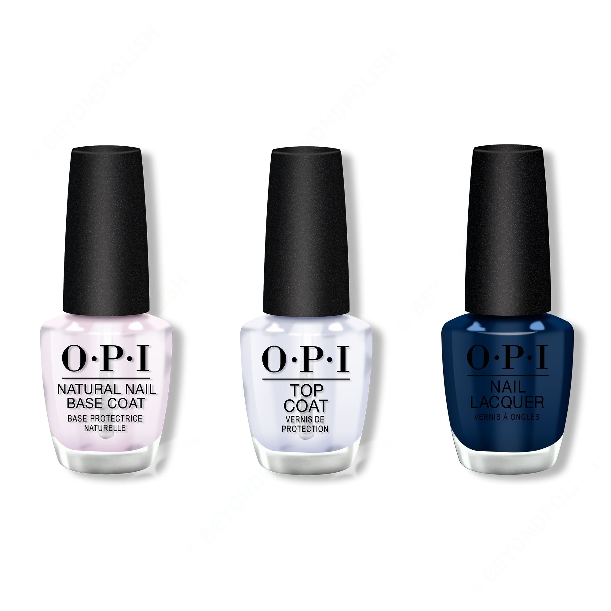 OPI - Nail Lacquer Combo - Base, Top & Midnight Mantra - Long Lasting Formula