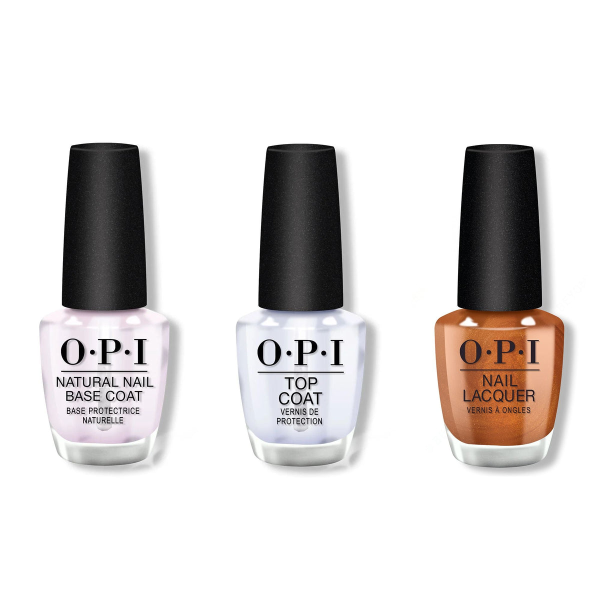 OPI - Nail Lacquer Combo - Base, Top & Millennium Mocha - Long Lasting Formula