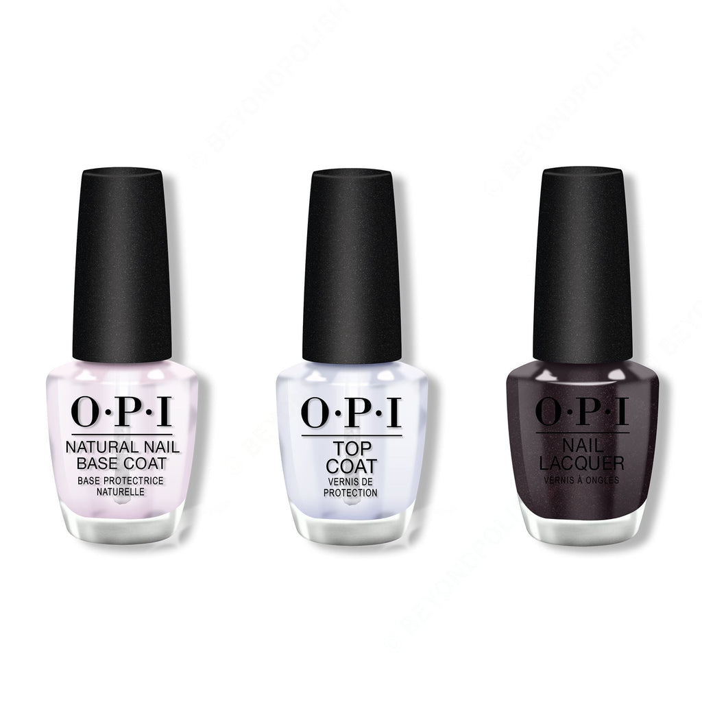 OPI - Nail Lacquer Combo - Base, Top & My Private Jet 0.5 oz - Long Lasting Formula