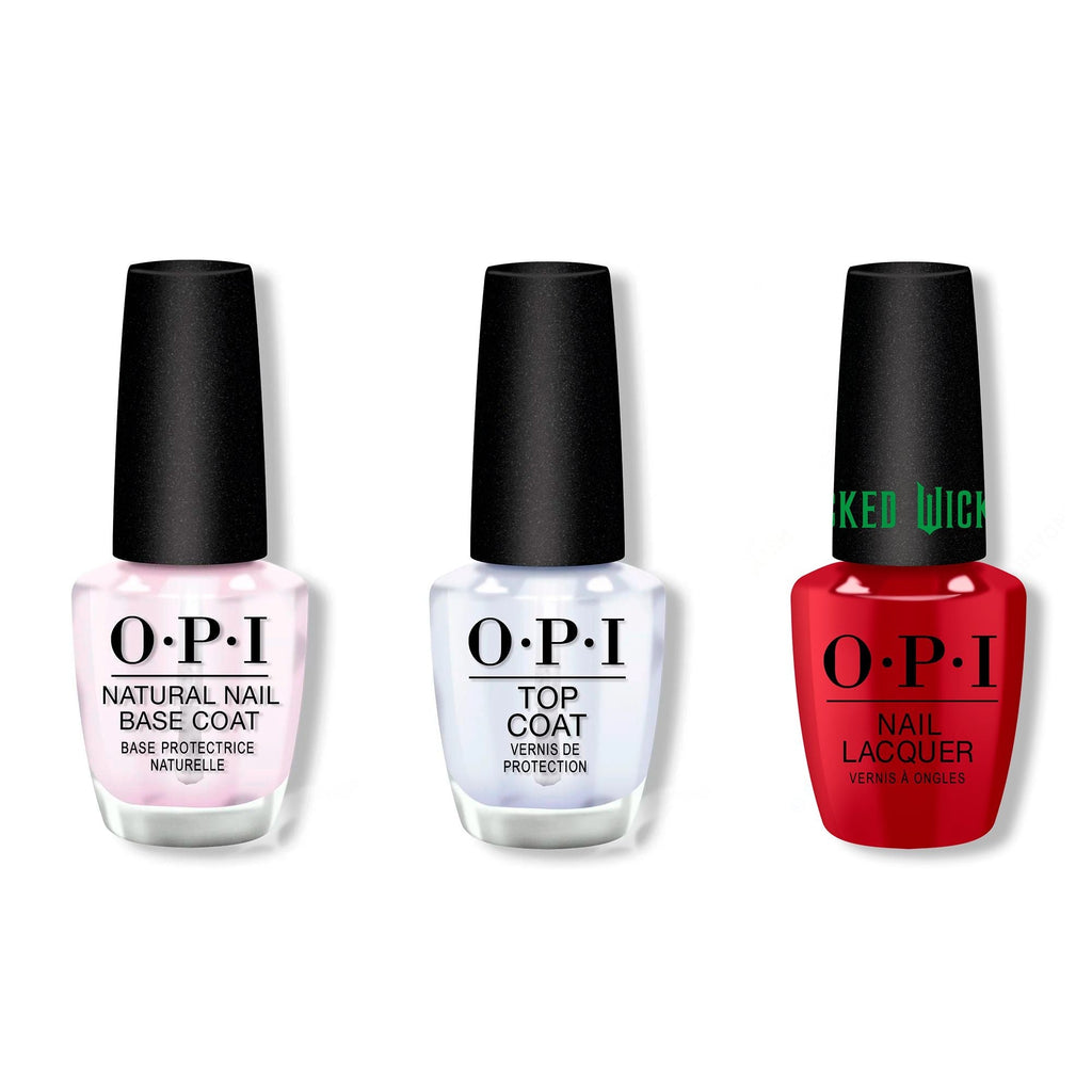 OPI - Nail Lacquer Combo - Base, Top & Nessa-Ist Rose - Long Lasting Formula
