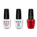OPI - Nail Lacquer Combo - Base, Top & Nessa-Ist Rose - Long Lasting Formula