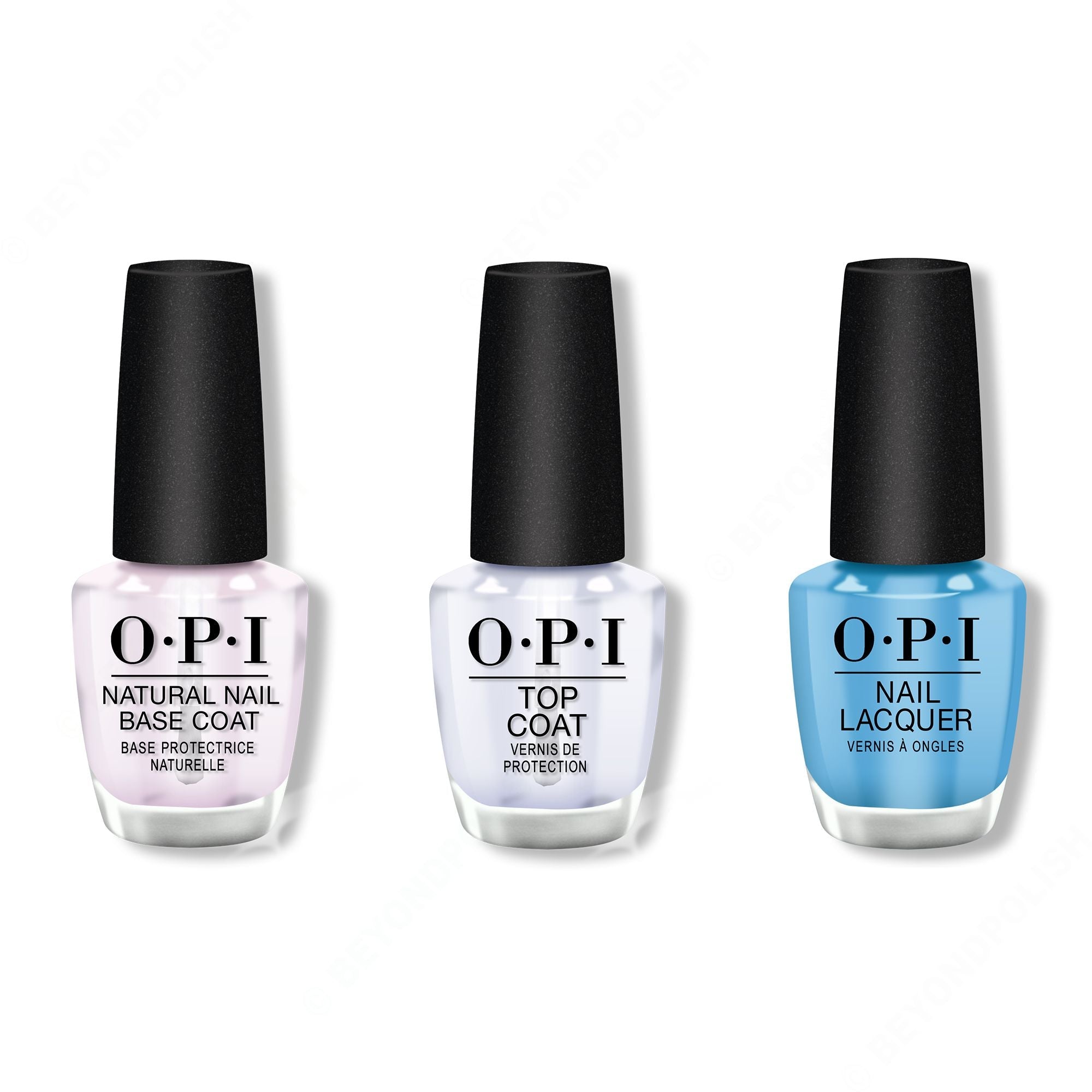OPI - Nail Lacquer Combo - Base, Top & No Room for the Blues 0.5 oz - Long Lasting Formula