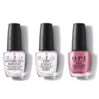OPI - Nail Lacquer Combo - Base, Top & Not So Bora-Bora-ing Pink 0.5 oz - Long Lasting Formula