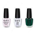 OPI - Nail Lacquer Combo - Base, Top & Peppermint Bark and Bite - Long Lasting Formula
