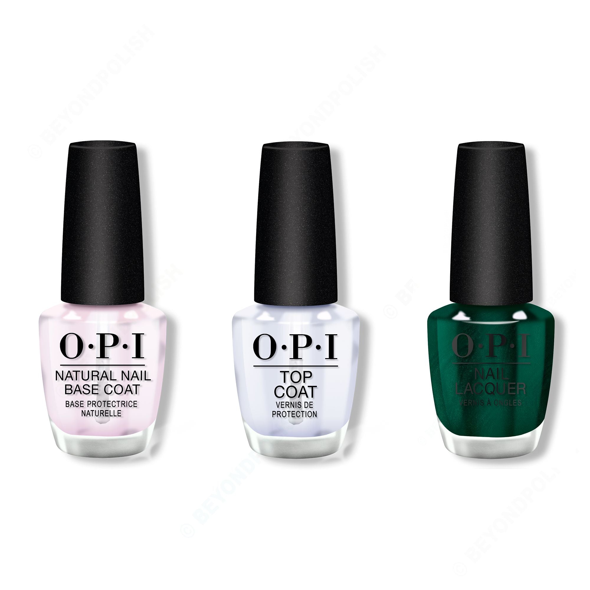 OPI - Nail Lacquer Combo - Base, Top & Peppermint Bark and Bite - Long Lasting Formula