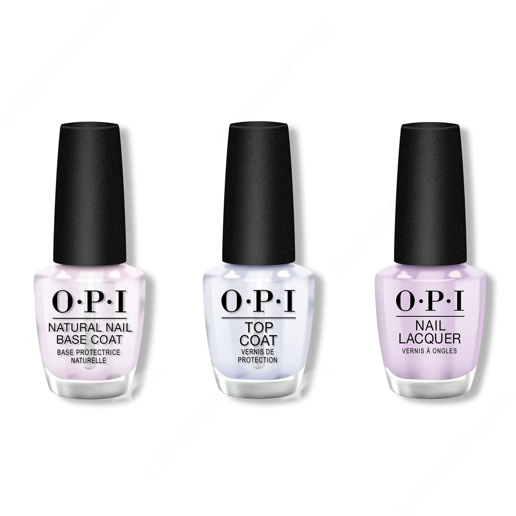 OPI - Nail Lacquer Combo - Base, Top & Polly Want a Lacquer 0.5 oz - Long Lasting Formula