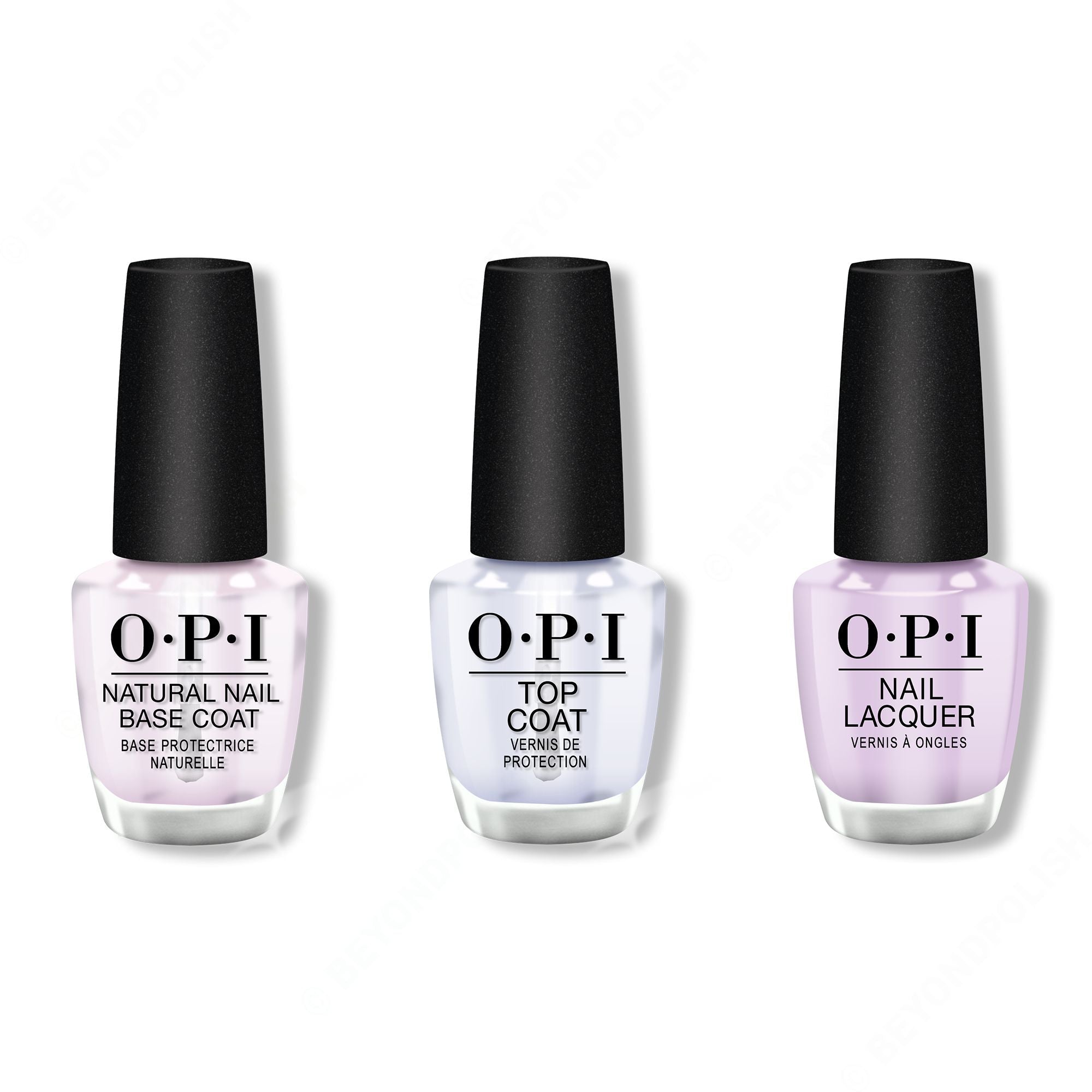 OPI - Nail Lacquer Combo - Base, Top & Polly Want a Lacquer 0.5 oz - Long Lasting Formula