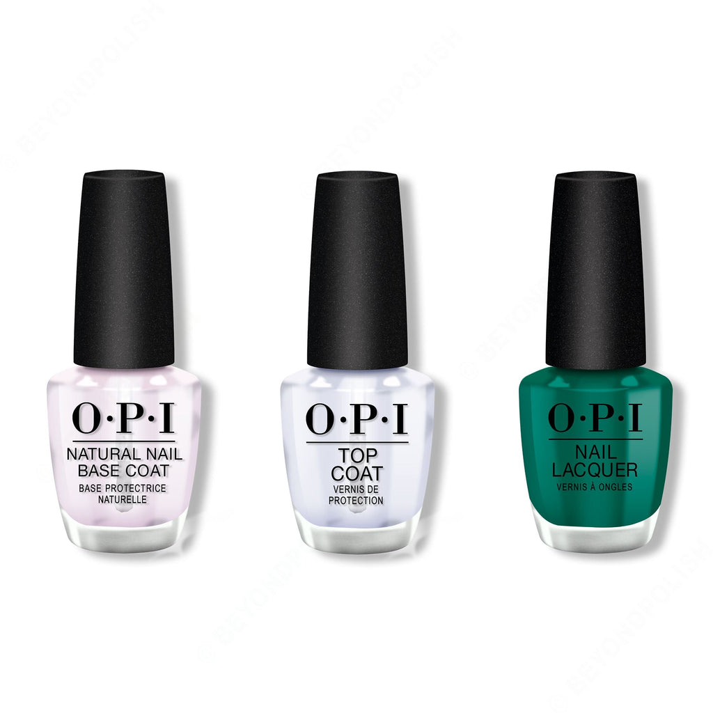 OPI - Nail Lacquer Combo - Base, Top & Rated Pea-G - Long Lasting Formula