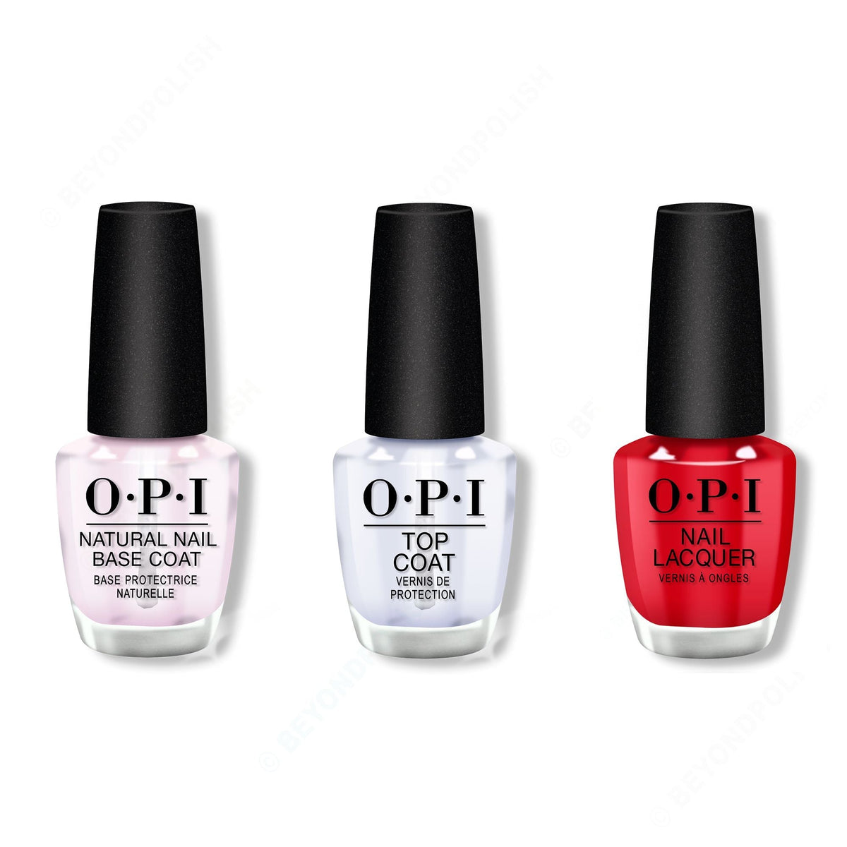 OPI - Nail Lacquer Combo - Base, Top & Rebel With A Clause - Long Lasting Formula