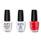 OPI - Nail Lacquer Combo - Base, Top & Red Velvet Vixen - Long Lasting Formula