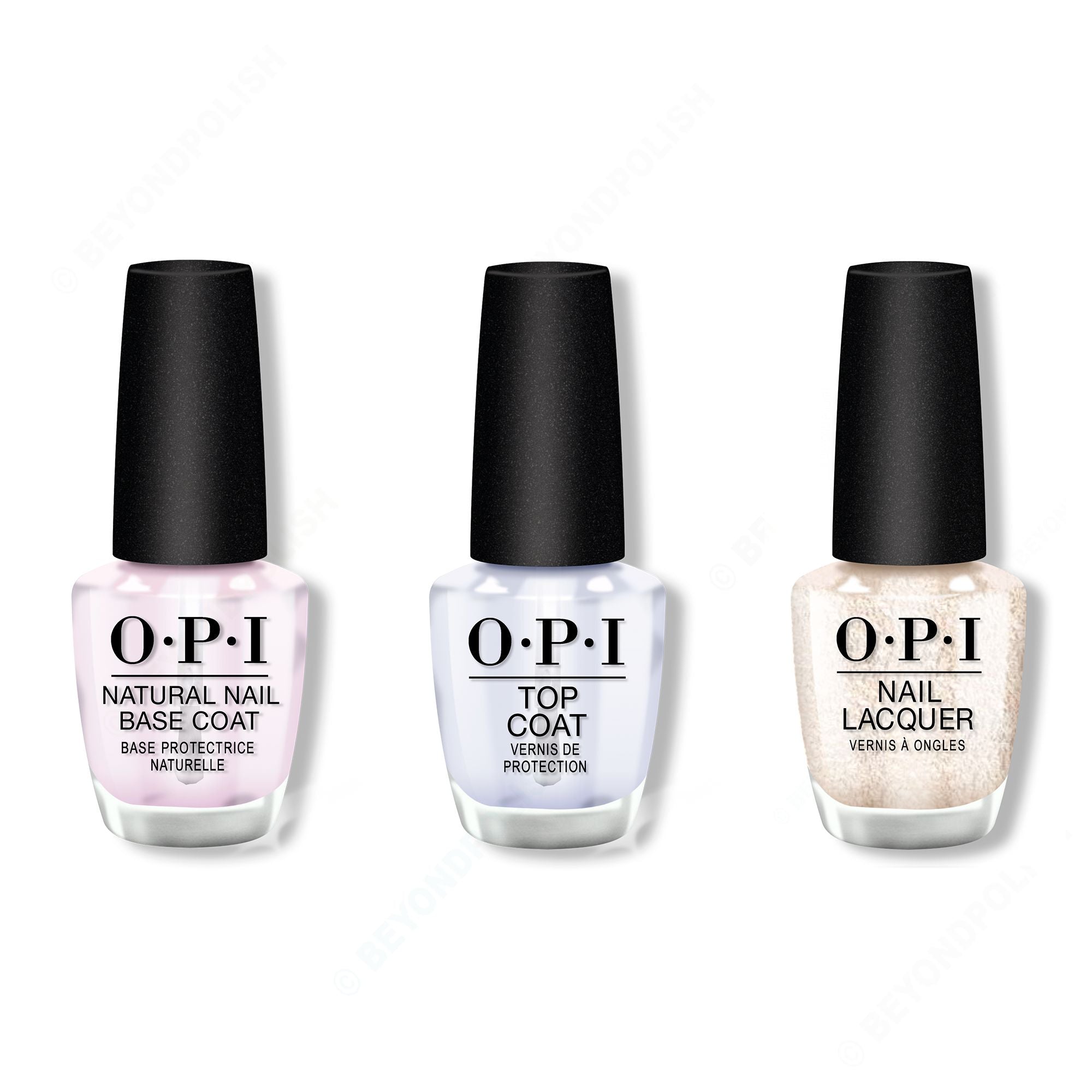 OPI - Nail Lacquer Combo - Base, Top & Salty Sweet Nothings - Long Lasting Formula