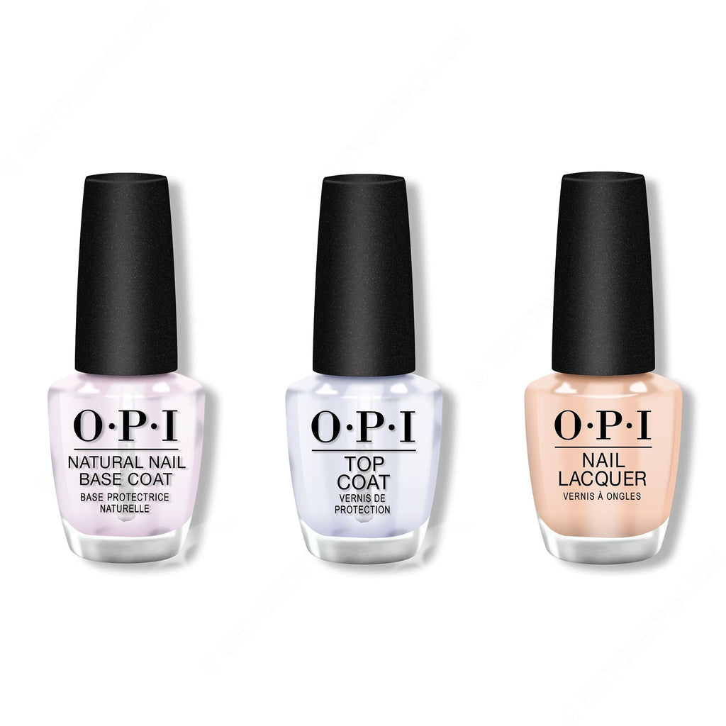OPI - Nail Lacquer Combo - Base, Top & Samoan Sand 0.5 oz - Long Lasting Formula