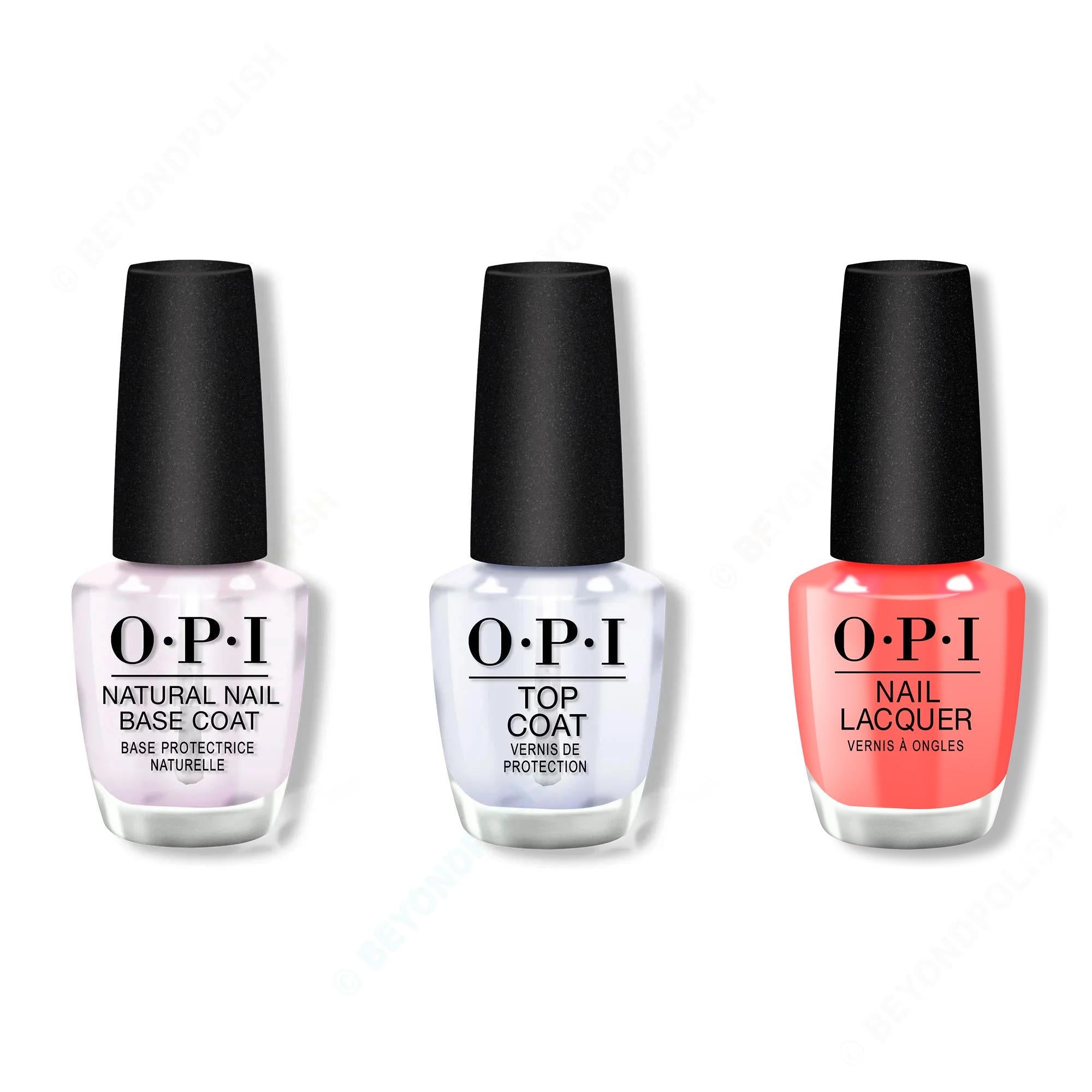 OPI - Nail Lacquer Combo - Base, Top & Shrimp Cocktail - OPIcons Spring 2026 - Long Lasting Formula