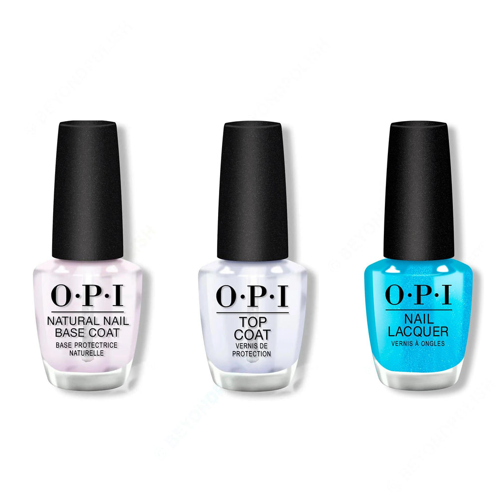 OPI - Nail Lacquer Combo - Base, Top & Sky Blue's the Limit - Long Lasting Formula