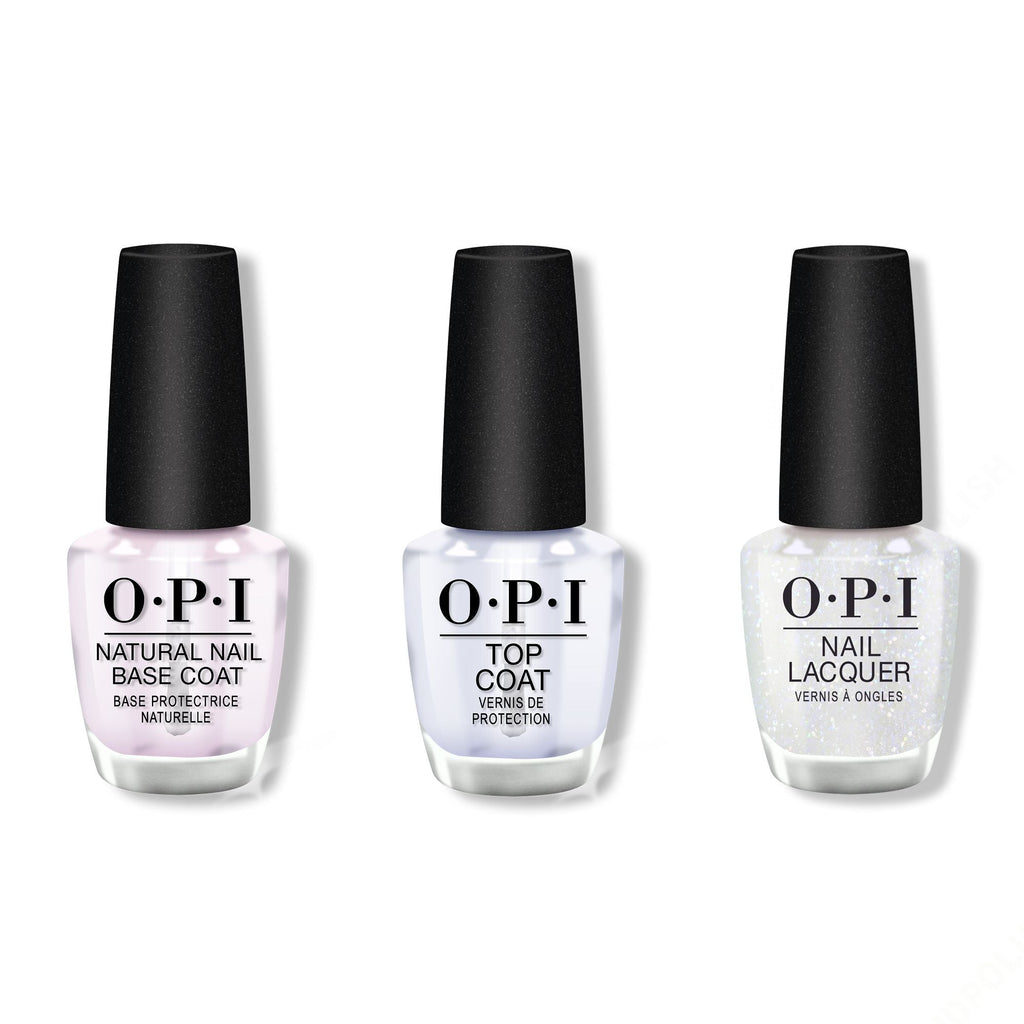 OPI - Nail Lacquer Combo - Base, Top & Snatch'd Silver - Long Lasting Formula