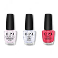 OPI - Nail Lacquer Combo - Base, Top & Strawberry Margarita 0.5 oz - Long Lasting Formula
