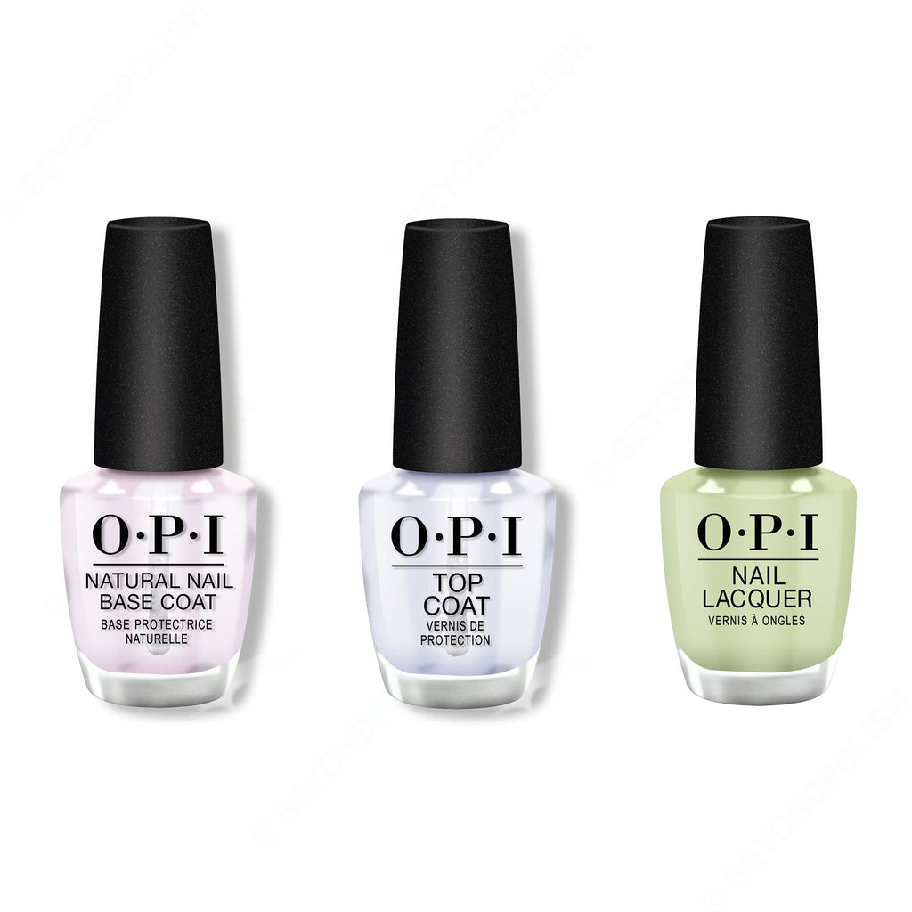 OPI - Nail Lacquer Combo - Base, Top & The Pass is Always Greener - Long Lasting Formula