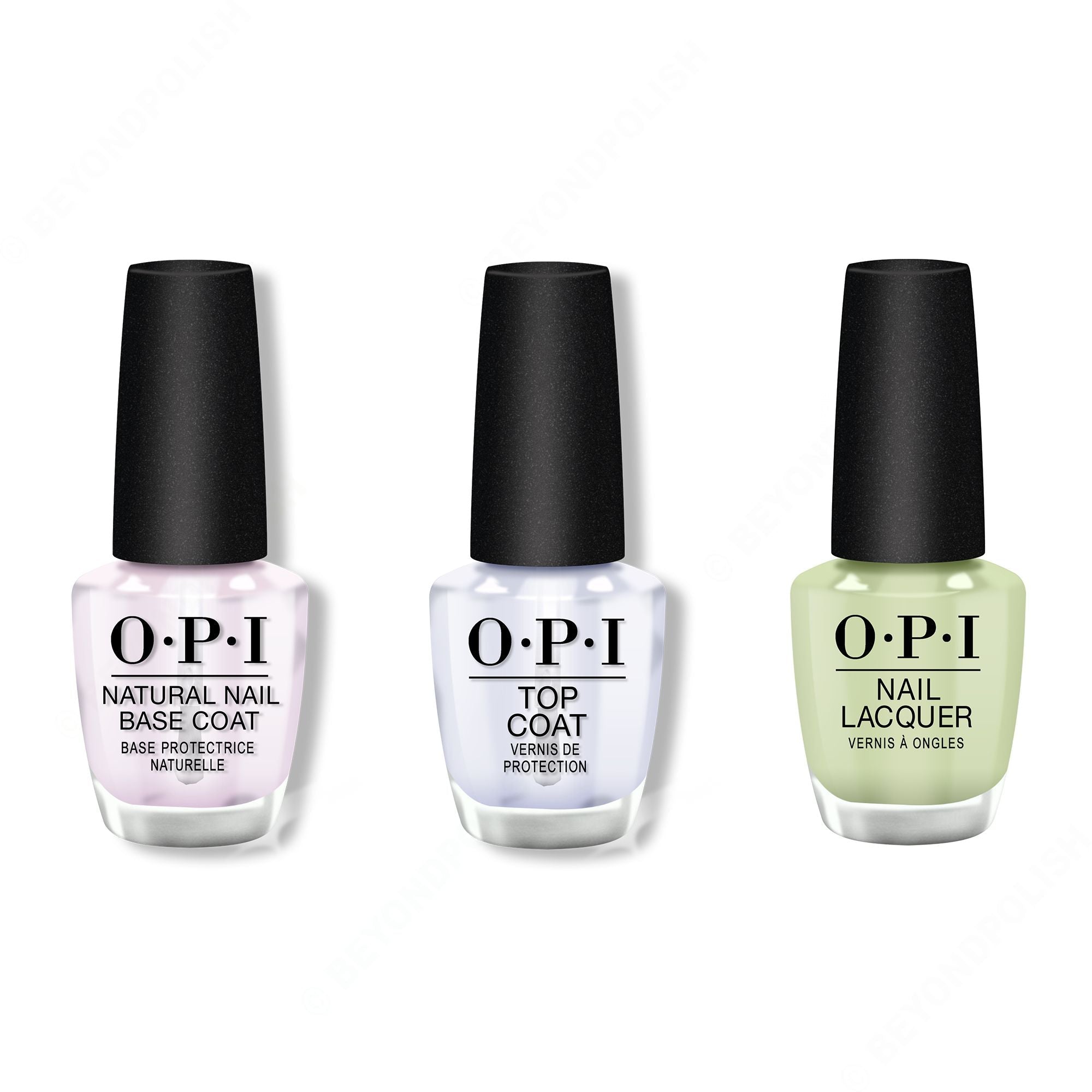 OPI - Nail Lacquer Combo - Base, Top & The Pass is Always Greener - Long Lasting Formula