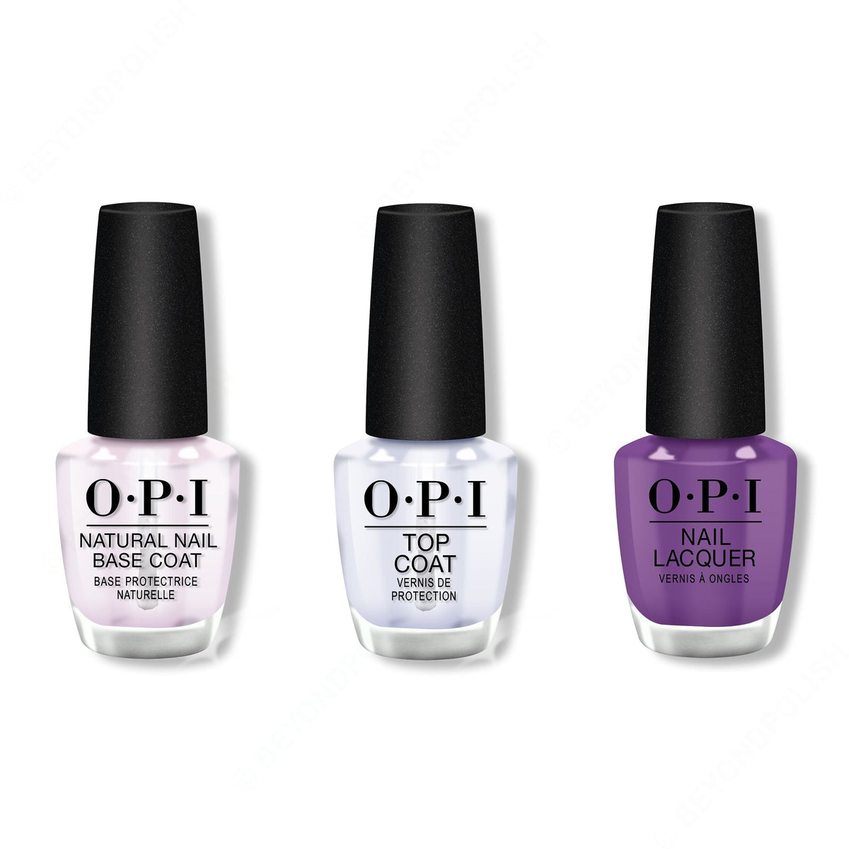 OPI - Nail Lacquer Combo - Base, Top & Violet Visionary - Long Lasting Formula